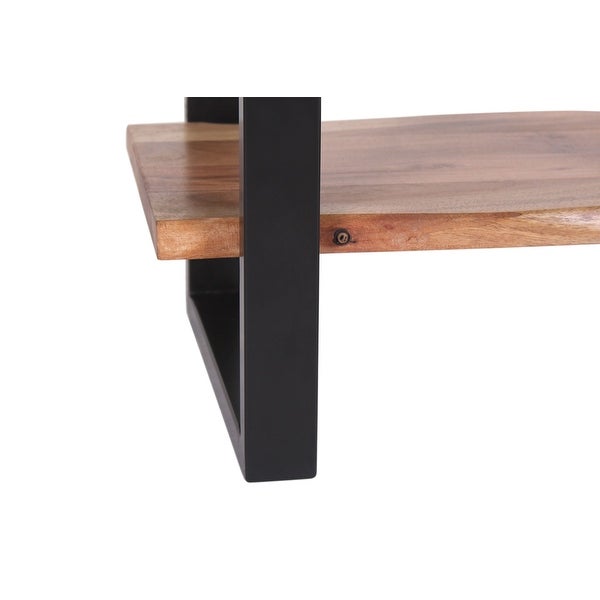 Hornby Modern Handmade Live Edge Acacia and Iron Two Tier Side Table