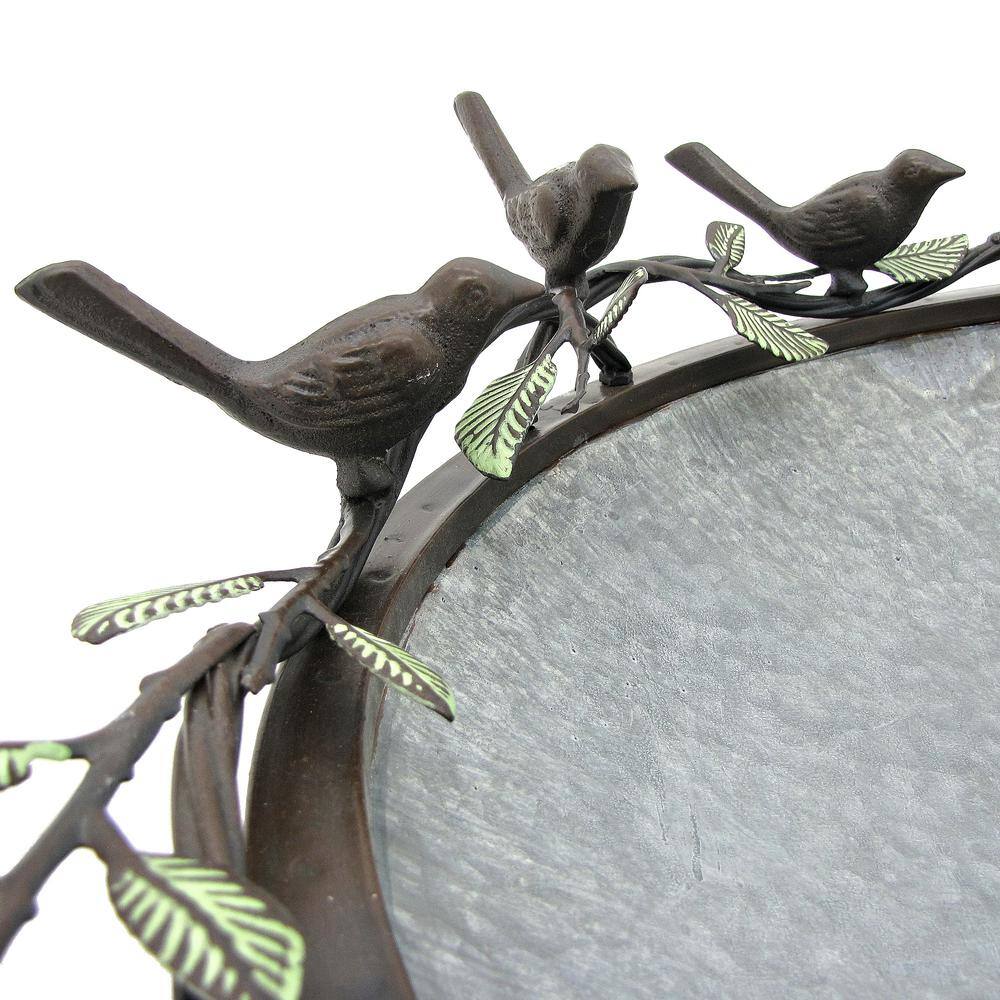 Zaer Ltd. International Three Birds Galvanized Iron Birdbath ZR180070