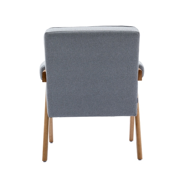 Leisure Solid Wood Armchairs， Modern Accent Chair， Light Gray