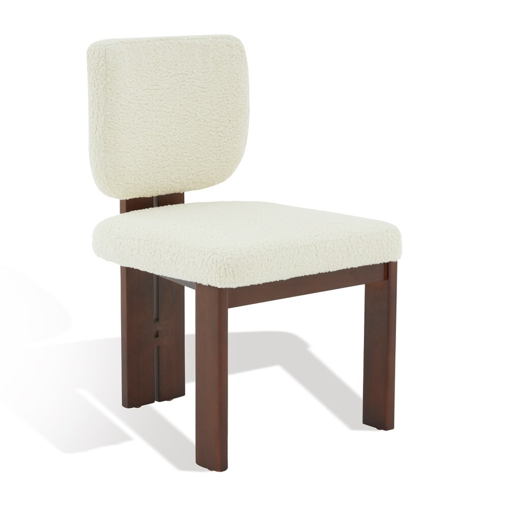 SAFAVIEH Couture Kat Faux Shearling Dining Chair   16 in. W x 20 in. D x 32 in. H