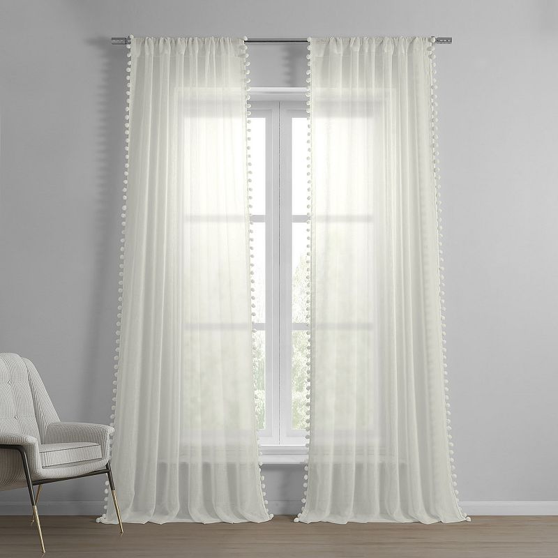 EFF Borla Patterned Faux Linen Sheer Window Curtain Panel