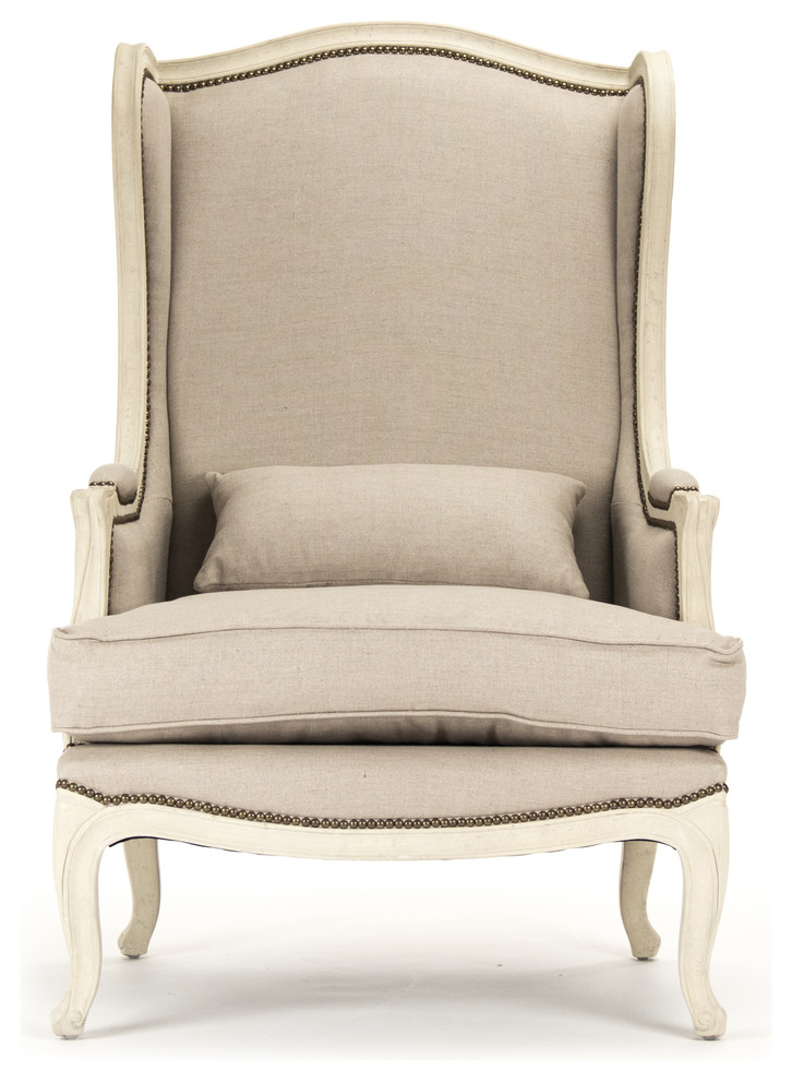 Leon Chair  Natural Linen  Burlap   French Country   Armchairs And Accent Chairs   by Zentique  Inc.  Houzz