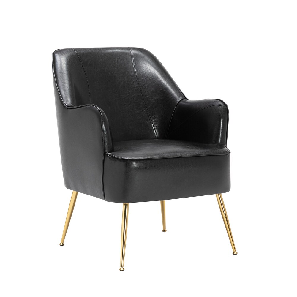 Porthos Home Dayo Accent Chair  PU Leather Upholstery  Gold Legs