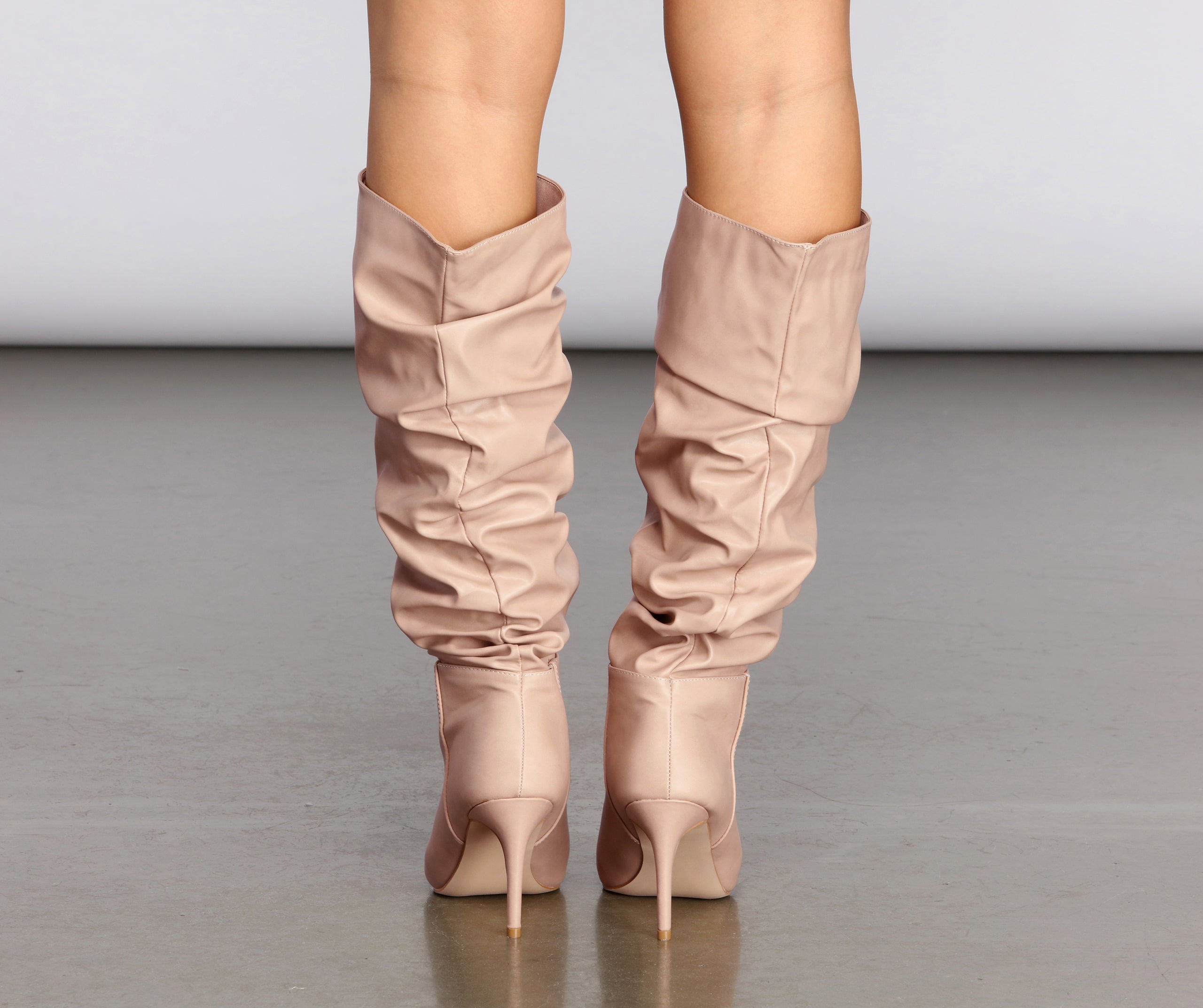 Scrunched Knee-High Stiletto Boots