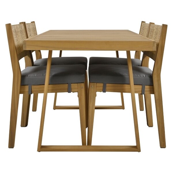 MultiPerson Outdoor Acacia Wood Dining Table and Chair Set，Thick Cushions，Suitable for Balcony