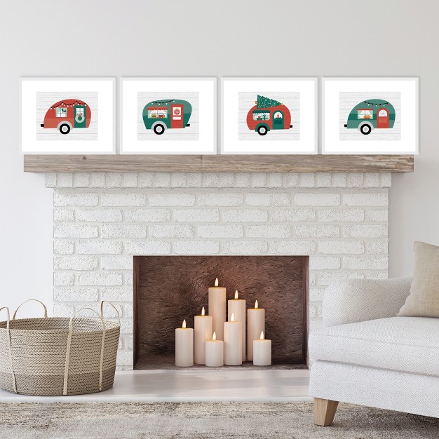 Big Dot Of Happiness Camper Christmas Unframed Red And Green Holiday Linen Paper Wall Art Set Of 4 Artisms 8 X 10 Inches