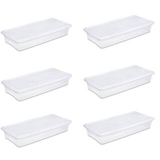 Sterilite 41 Qt. Under Bed Latch Tote Storage Box Containers (6-Pack) 6 x 19608006