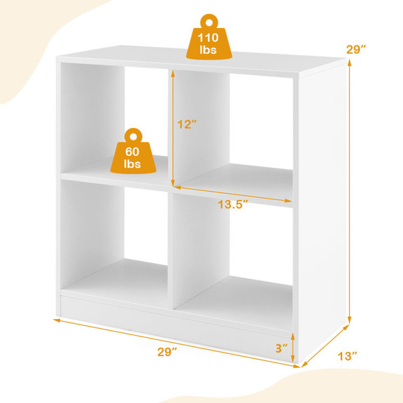 Costway 42193785 4 Cube Kids Bookcase with Open Sh...