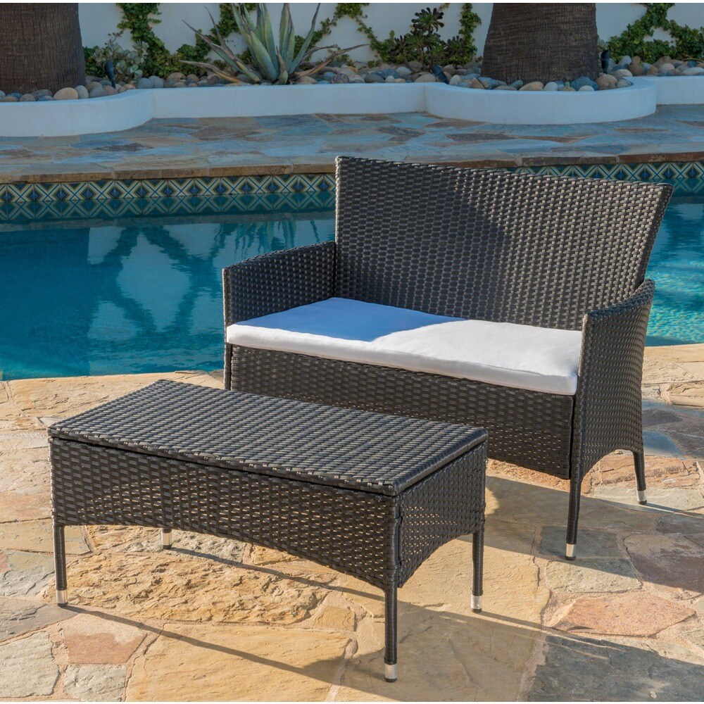 Malta 2 piece Outdoor Wicker Loveseat Set by Christopher Knight Home