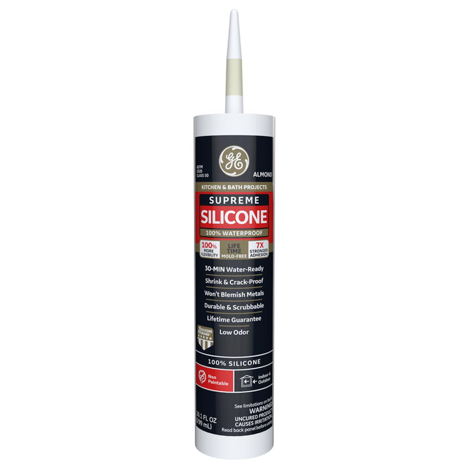 GE  Almond  Silicone Kitchen and Bath Caulk Sealant 10.1 oz