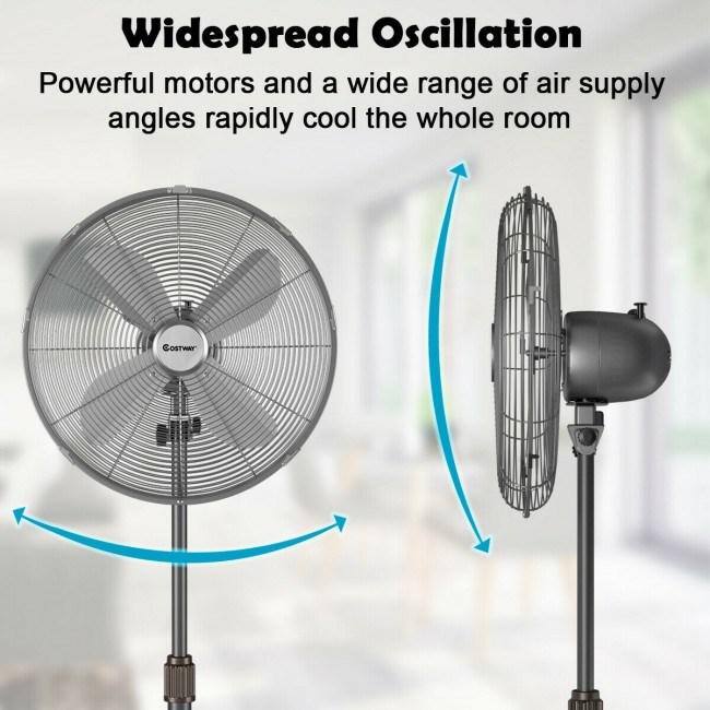 Aoibox Adjustable-Height 16 in. Black Oscillating 3 Adjustable Speed Energy Save Pedestal Stand Fan for Indoor Office  Dorm HDDB866-BK