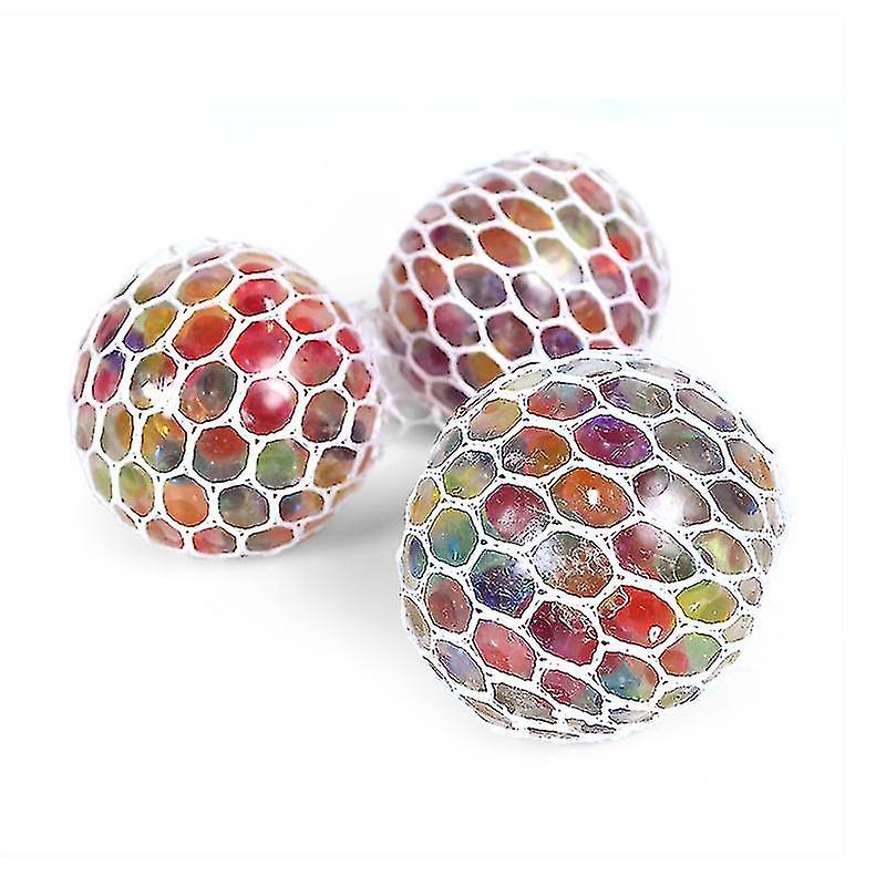 3 Pcs Anti Stress Balls， Squeeze Ball， Rainbow Kneading Ball， Stress Balls In Net For Children And A