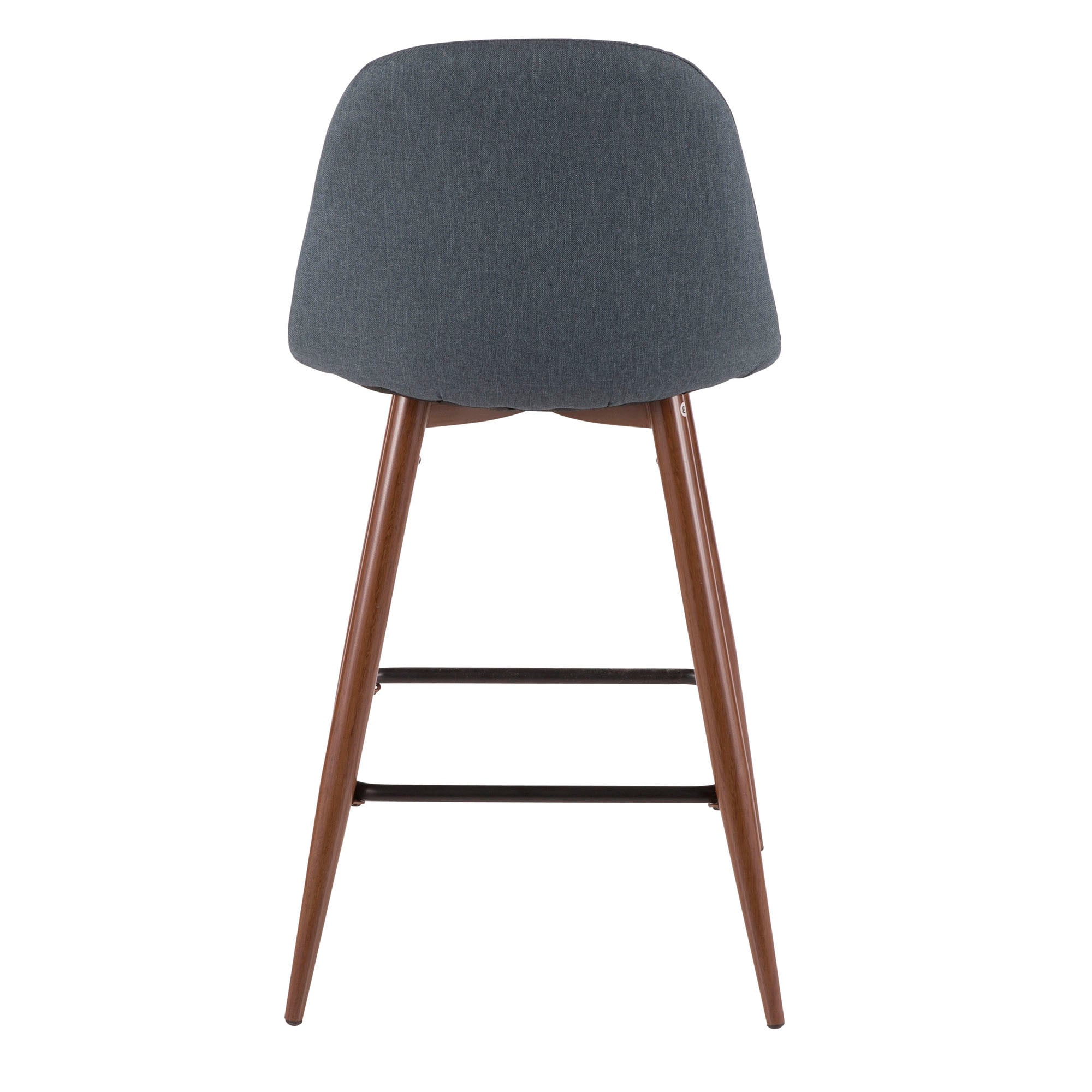 Pebble Mid-Century Modern Counter Stool in Walnut and Blue by LumiSource - Set of 2