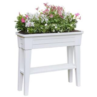 Southern Patio 36 in. x 11.8 in. x 31.5 in. White Plastic 40 Qt. Capacity Large Raised Garden Planter HDR-091349A
