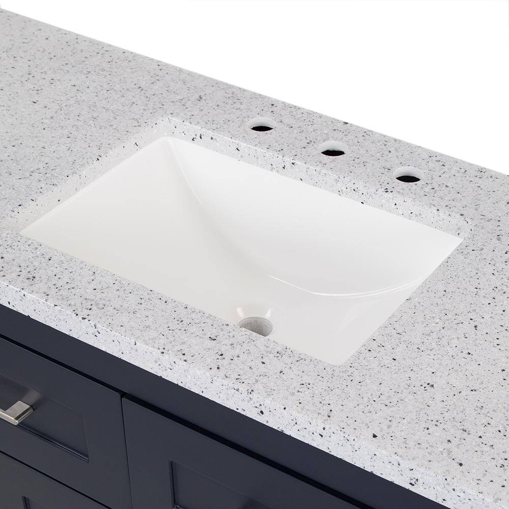 Home Decorators Collection Clady 48.5 in. W x 18.75 in. D Bath Vanity in Deep Blue with Cultured Marble Vanity Top in Silver Ash with White Sink HD2048P2-DB