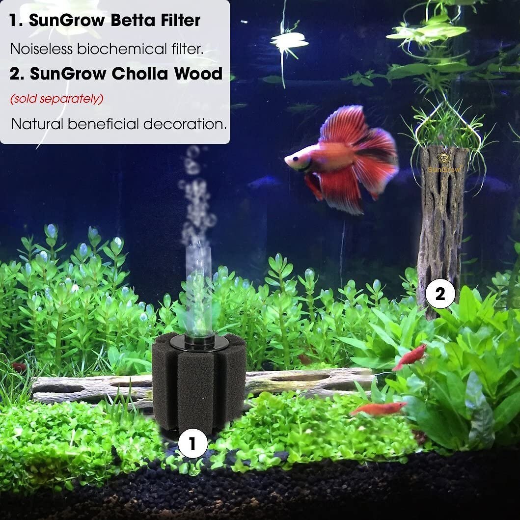 SunGrow Betta Fish and Turtle Sponge Small Aquarium Tank Water System Filter， up to 10-gal