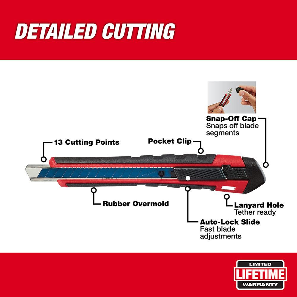 Milwaukee 9mm Snap-Off Knife Precision Cutting 48-22-1960 from Milwaukee