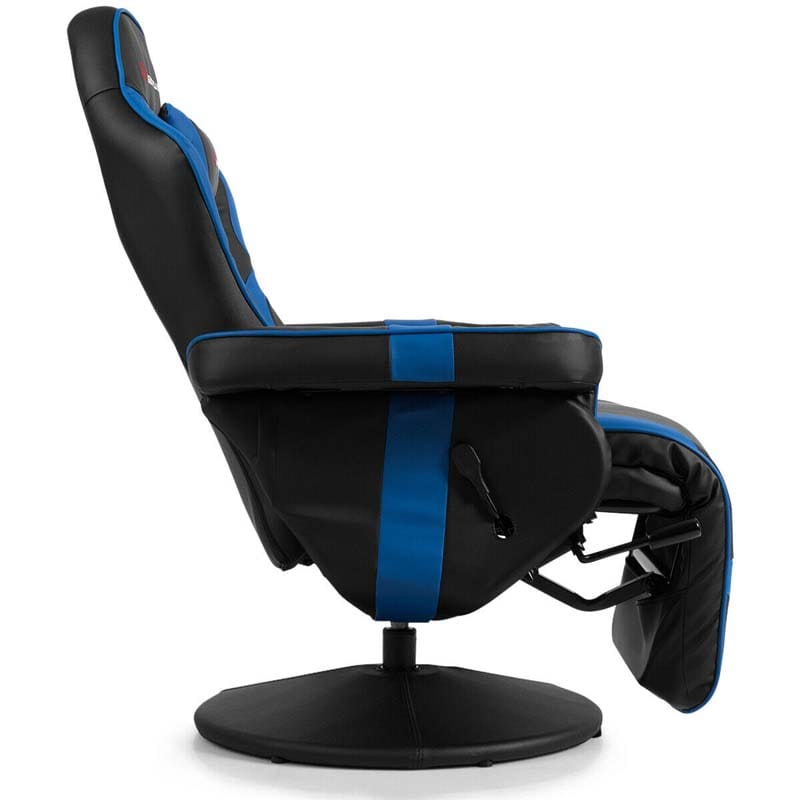 PU Leather Massage Gaming Chair, Ergonomic High Back Racing Style Gaming Recliner with Adjustable Backrest & Footrest, Cup Holder, Side Pouch