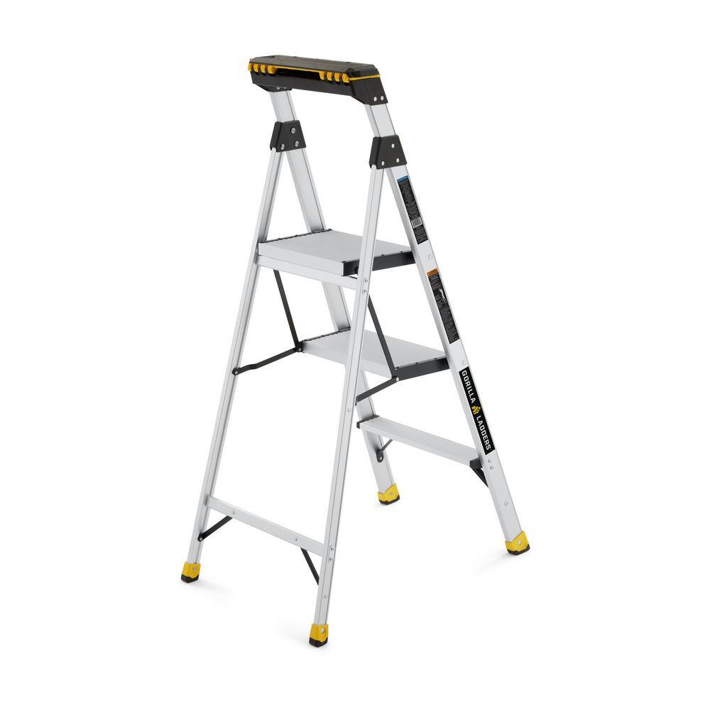 Gorilla Ladders 4.5 ft. Aluminum Dual Platform Ladder with Tray (9 ft. Reach) 250 lb. Load Capacity Type I Duty Rating GLA-4XT-2