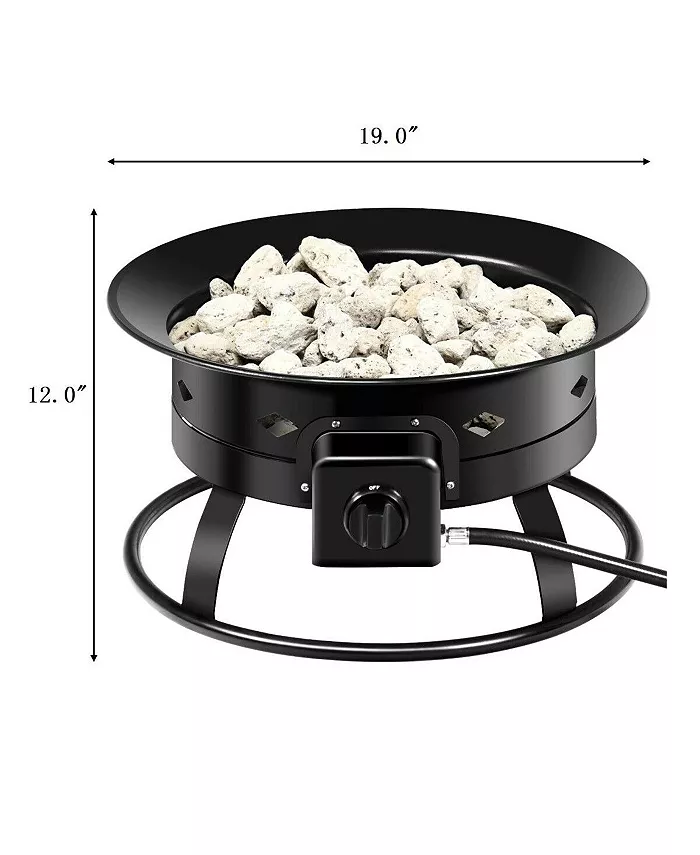 Costway Portable Fire Pit Outdoor 58000 BTU Propane Patio Lava Rocks Camping Events