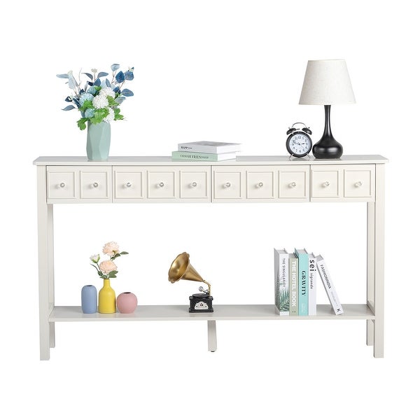 Console Table with Shelf and Different Size Drawers