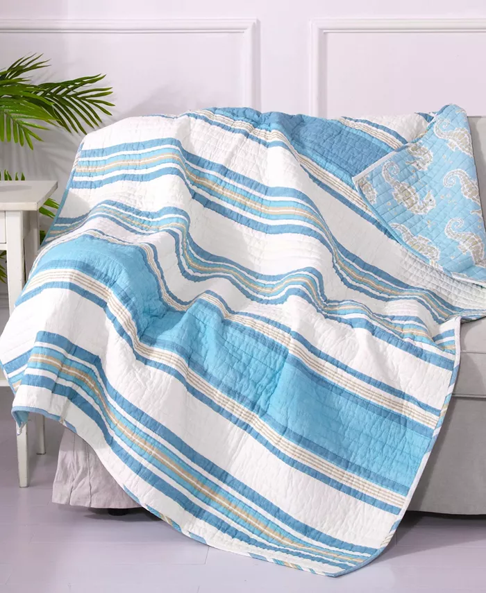 Levtex Maui Stripe Reversible Quilted Throw， 50