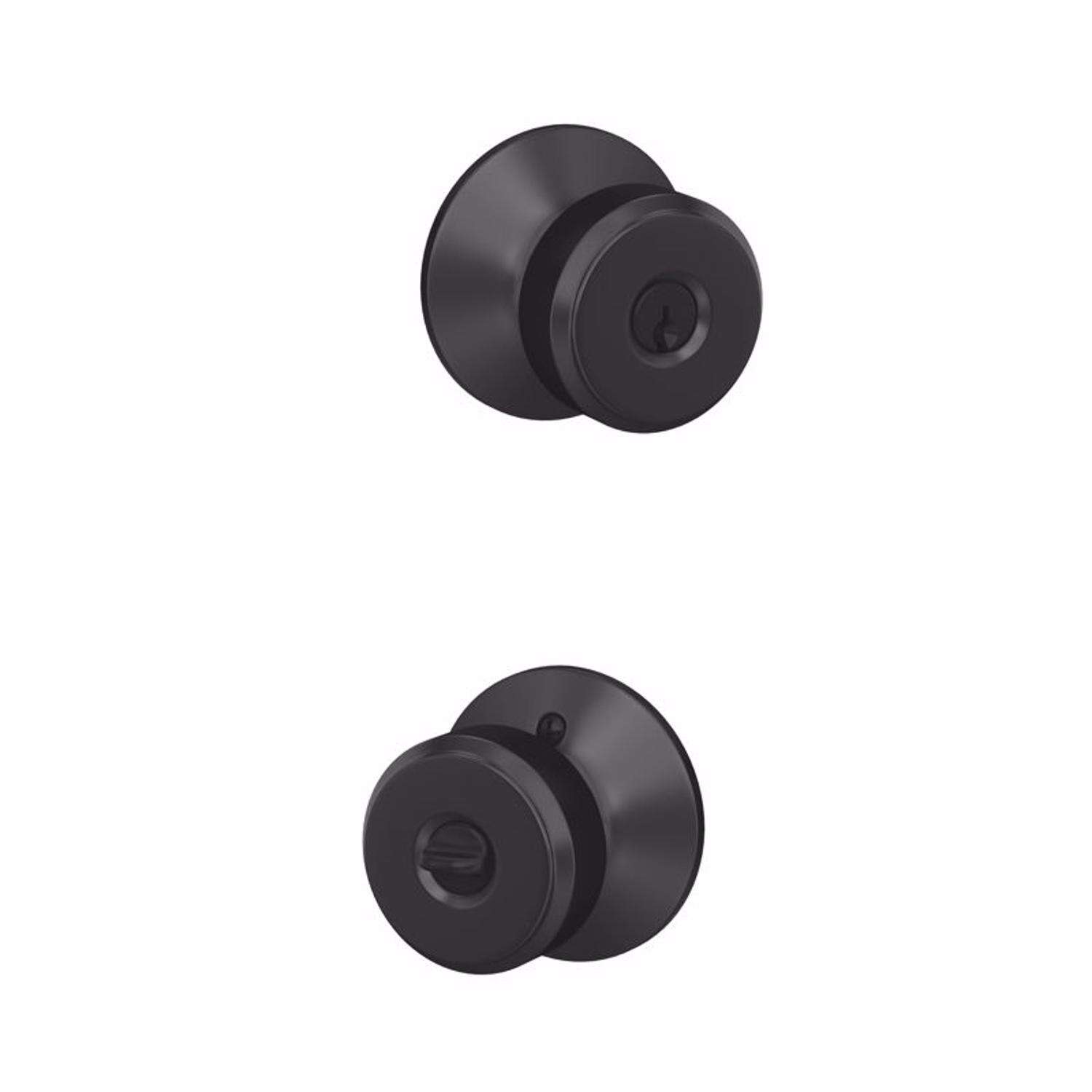 Schlage Bowery Matte Black Entry Knob 1.75 in.