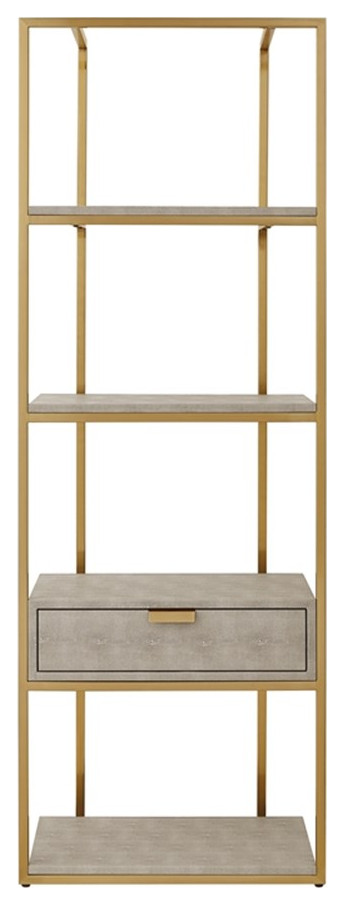 Posh Living Omer Faux Shagreen Coffee Table Navy/Chrome   Contemporary   Bookcases   by Homesquare  Houzz