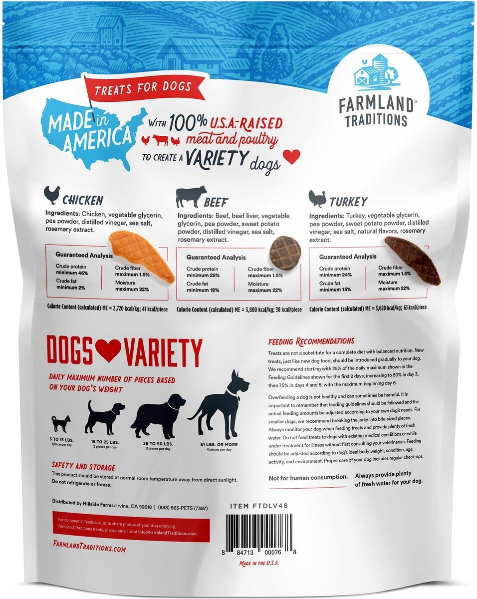 Farmland Traditions USA Dogs Love Variety Grain-Free Jerky Dog Treats