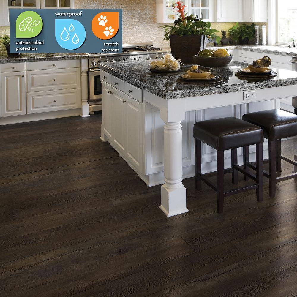 Lifeproof Dark Oak 12 MIL x 8.7 in. W x 59 in. L Waterproof Click Lock Luxury Vinyl Plank Flooring (514.8 sqftpallet) 301111311