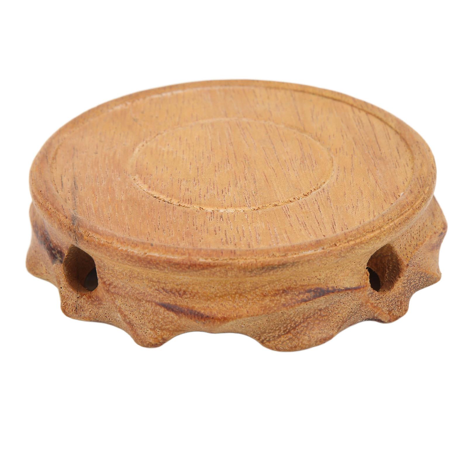 Round Wooden Base Multifunctional Retro Carving Elegant Wooden Teapot Base For Home Decoration Gift10x2.5cm