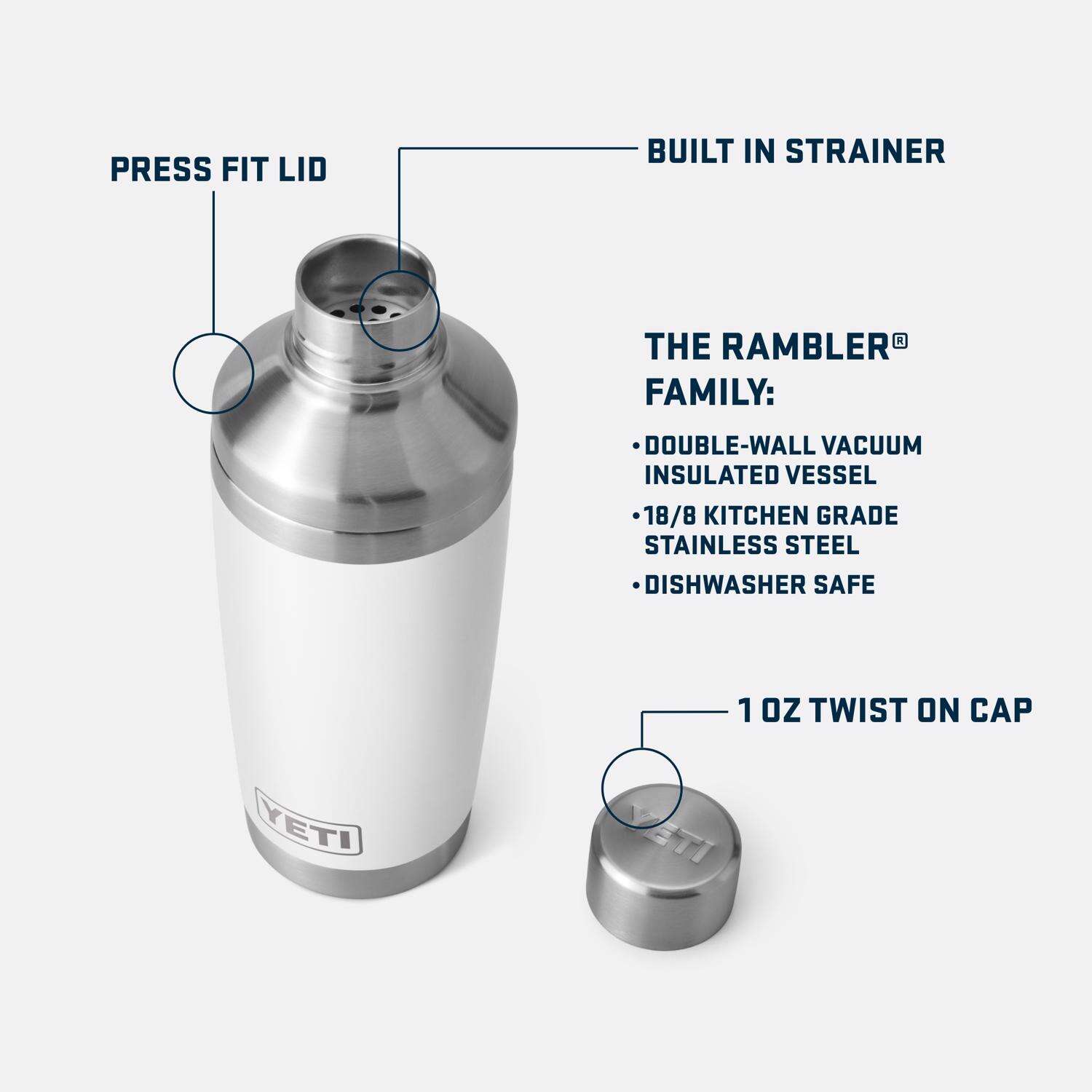 YETI Rambler 20 oz White Stainless Steel Cocktail Shaker