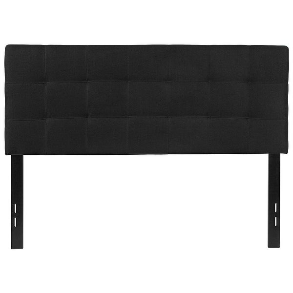 Full size Modern Box-Stitch Black Fabric Upholstered Headboard - - 30667990