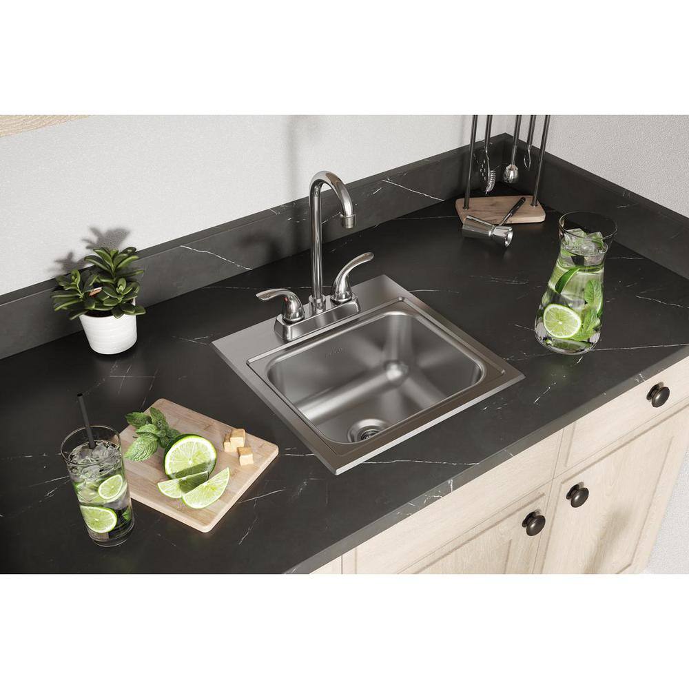 Elkay Parkway 20-Gauge Stainless Steel 15 in. Single Bowl Drop-In Kitchen Sink with Faucet HDSB15156PWK