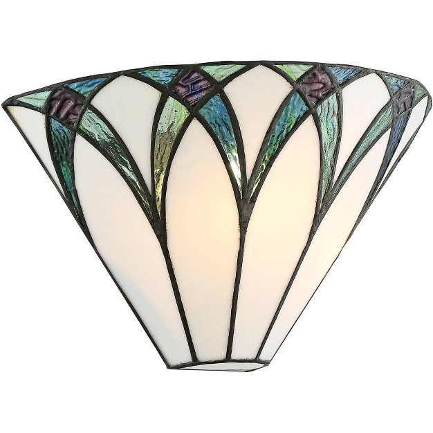 Fixture White Blue Stained Art Glass Shade For Bedroom Bathroom Hallway