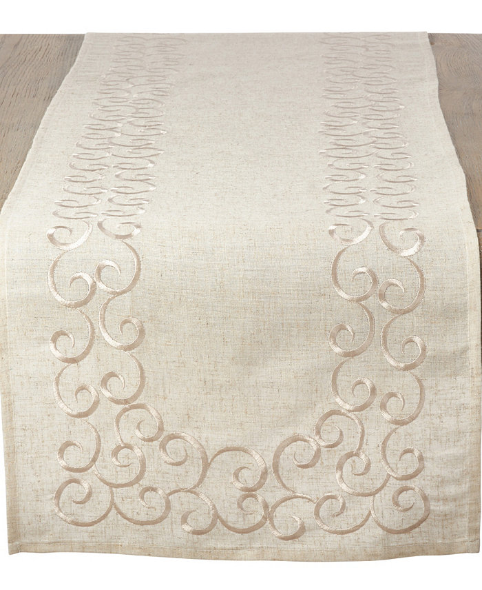 Saro Lifestyle Table Runner with Embroidered Border 54 x 16