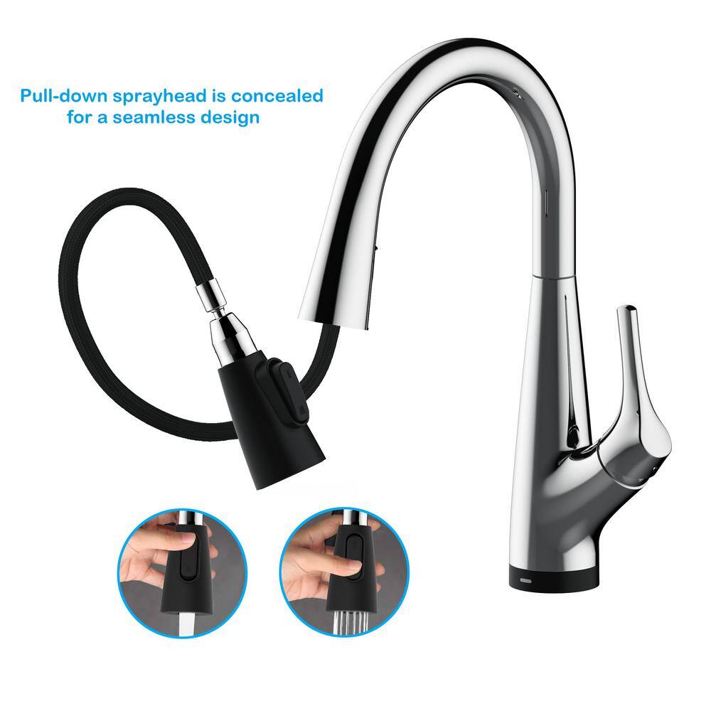 Glacier Bay Eagleton Single-Handle Pull-Down Sprayer Kitchen Faucet with Filtration and FastMount in Matte Black HD67540-1010H