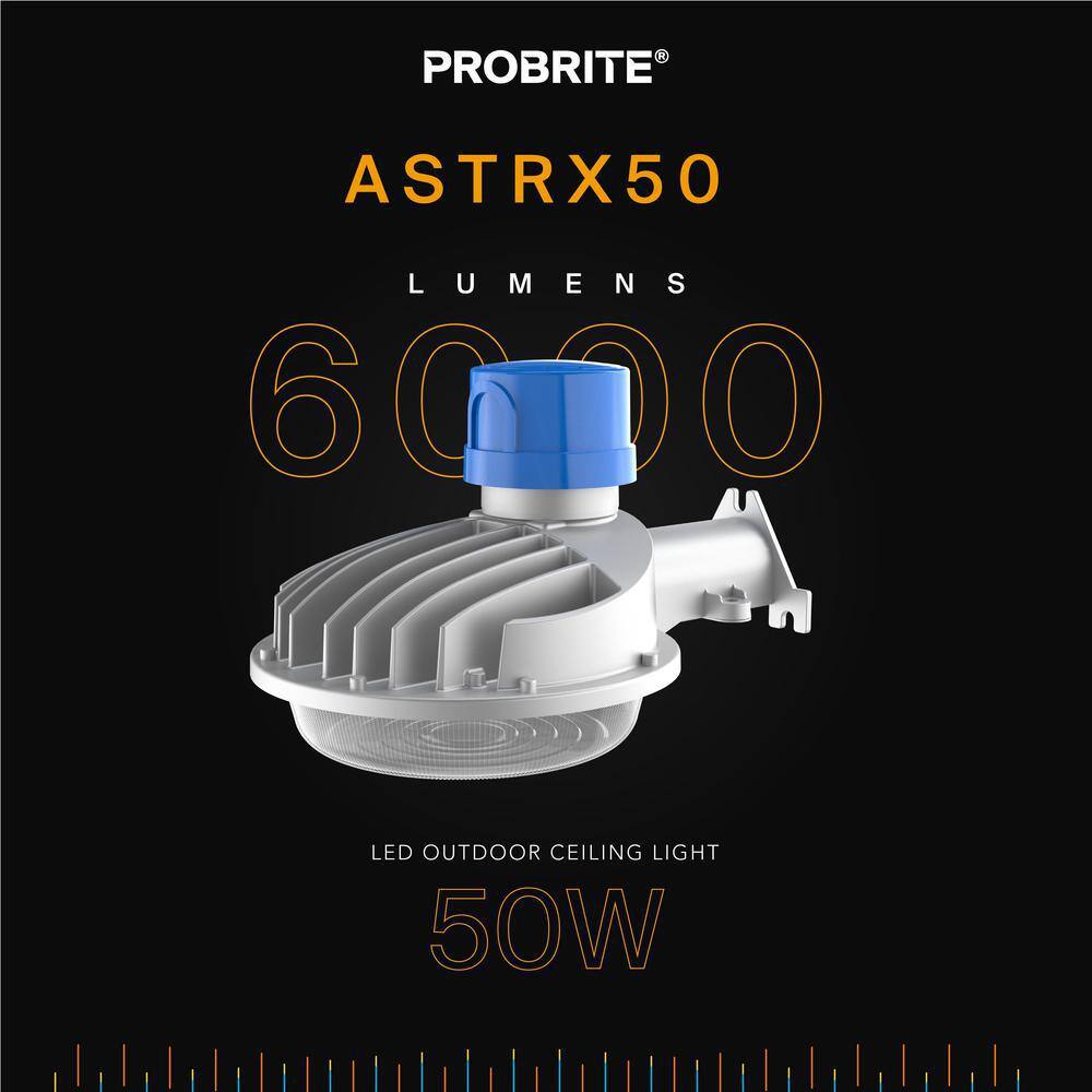 PROBRITE 175W Equivalent Integrated LED High-Performance Gray Dusk to Dawn Outdoor Area Light 6000 Lumens ASTRX50-PC-4K-GR