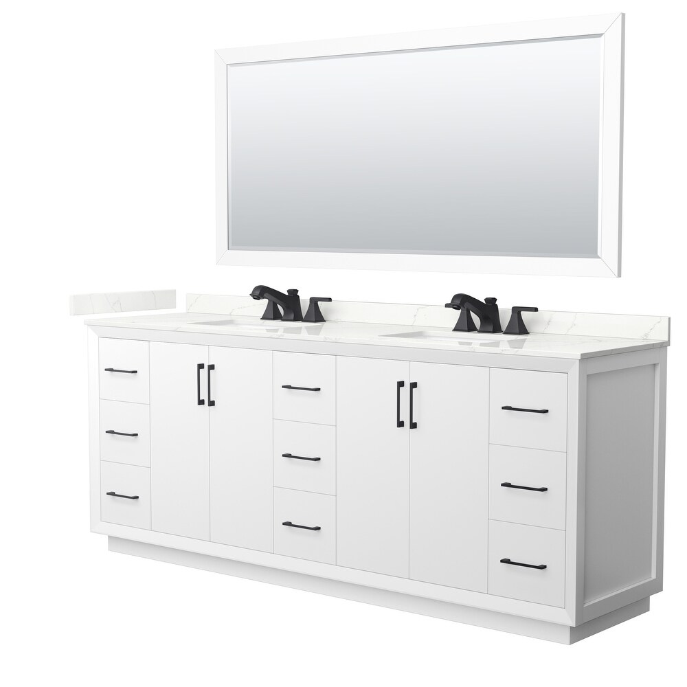 Strada 84 inch Double Vanity  Quartz Top  70 inch Mirror