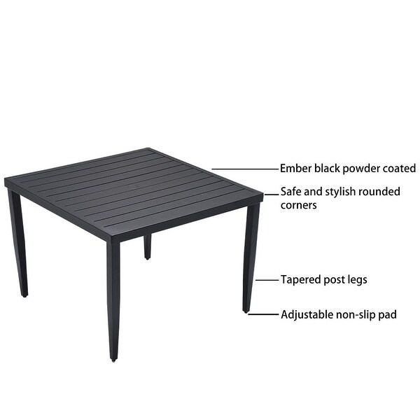 Outdoor Patio Aluminum Square Dining Table，Black