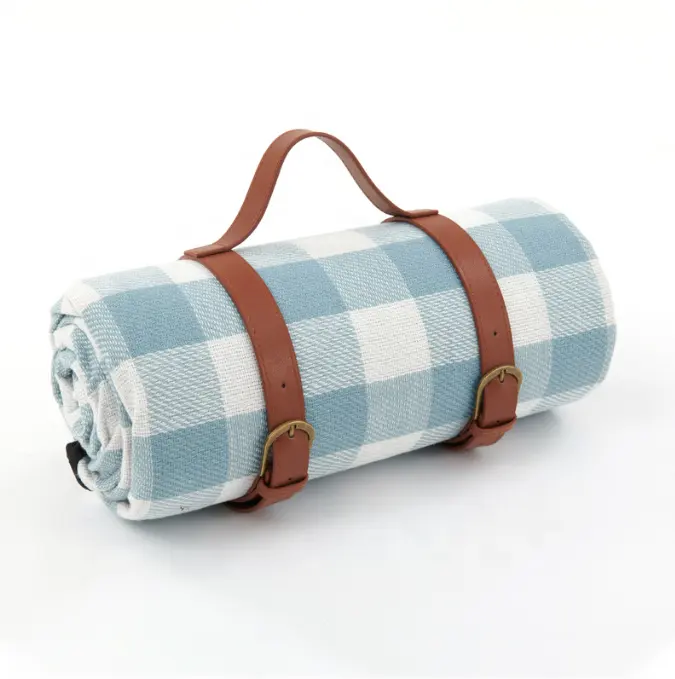 outdoor foldable Acrylic picnic mat Moisture proof thicken picnic blanket with leather belt for camping beach hiking