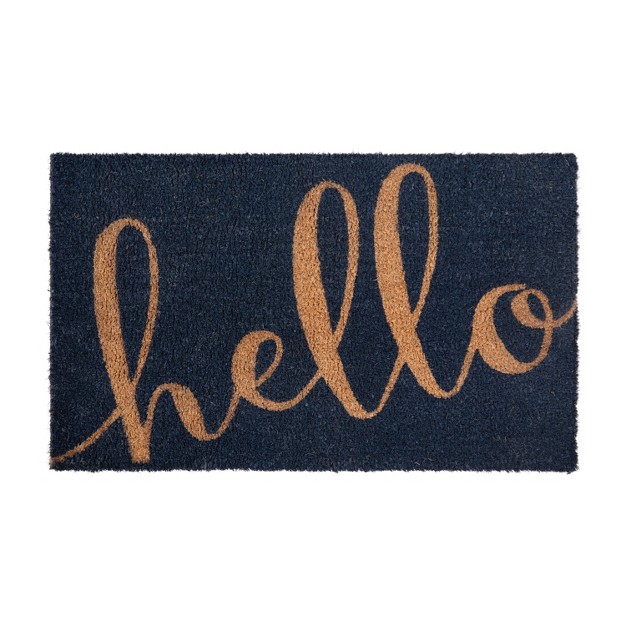 X Indoor outdoor Coir Doormat With Hello Message And Non slip Backing