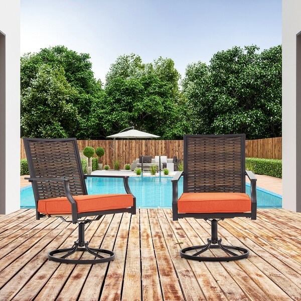 EROMMY Swivel Patio Dining Chairs Set of 2，Outdoor Wicker Aluminum Swivel Chair，Swivel Rocker with AllWeather Aluminum Frame