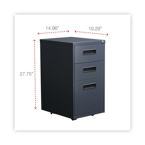 Alera File Pedestal， Left or Right， 3-Drawers: Box/Box/File， Legal/Letter， Charcoal， 14.96