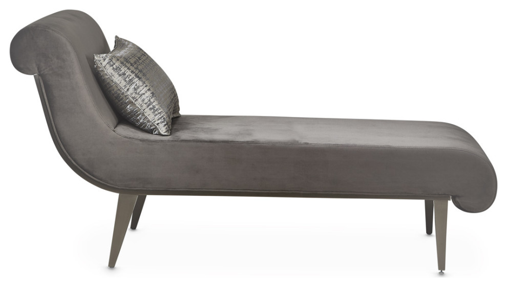 Roxbury Park Velvet Chaise   Gray Pearl/Stainless Steel   Contemporary   Indoor Chaise Lounge Chairs   by Michael Amini  Houzz