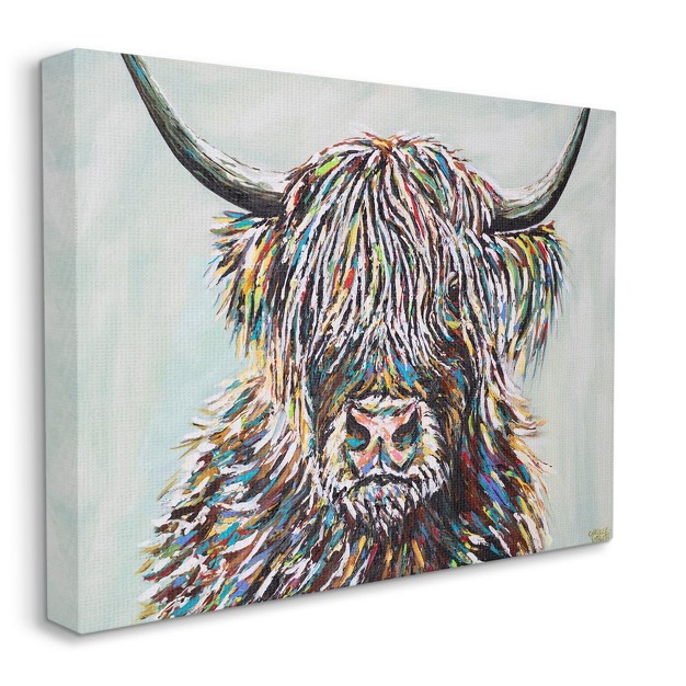 Stupell Industries Country Cattle Wooly Highland Portrait Rainbow Hair