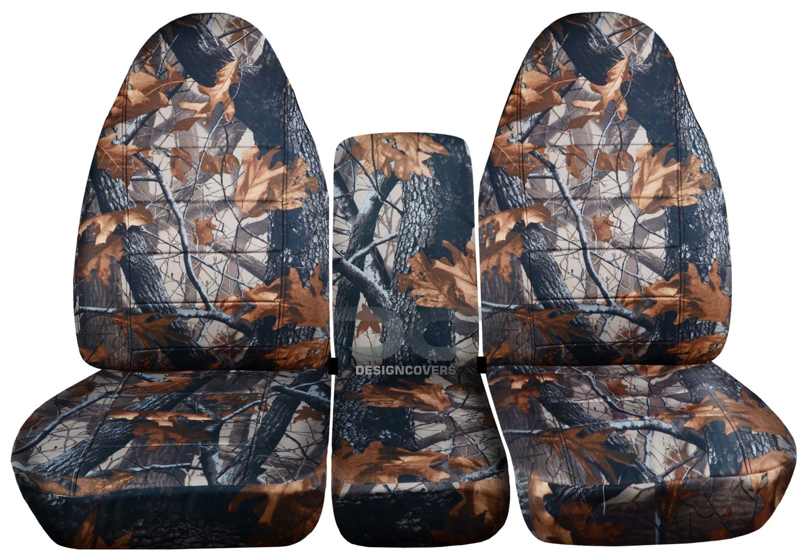 T340-Designcovers Compatible with 1994-2002 (2nd Gen) Dodge Ram Camo Truck Seat Covers (Front 40/20/40 Split Bench) w Integrated Seat belt and Console Cover: Camo Gray Real Tree - Front Set