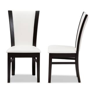 Baxton Studio Adley White and Dark Brown Faux Leather Dining Chair (Set of 2) 2PC-8034-HD