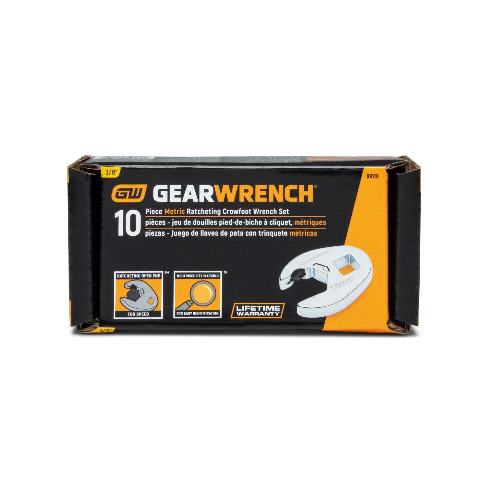 GEARWRENCH Ratcheting Crowfoot Set 10 Pc. Metric 89119 from GEARWRENCH