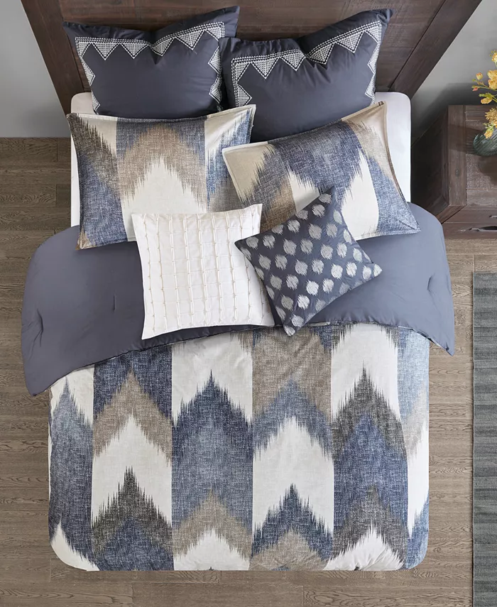 INK+IVY Alpine Chevron Stripe 3-Pc. Duvet Cover Set， Full Queen